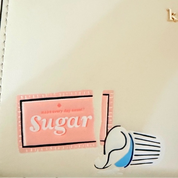 Kate Spade New York Coffee Break Large Slim Bifold Wallet in Cream Multi leather - Picture 4 of 6